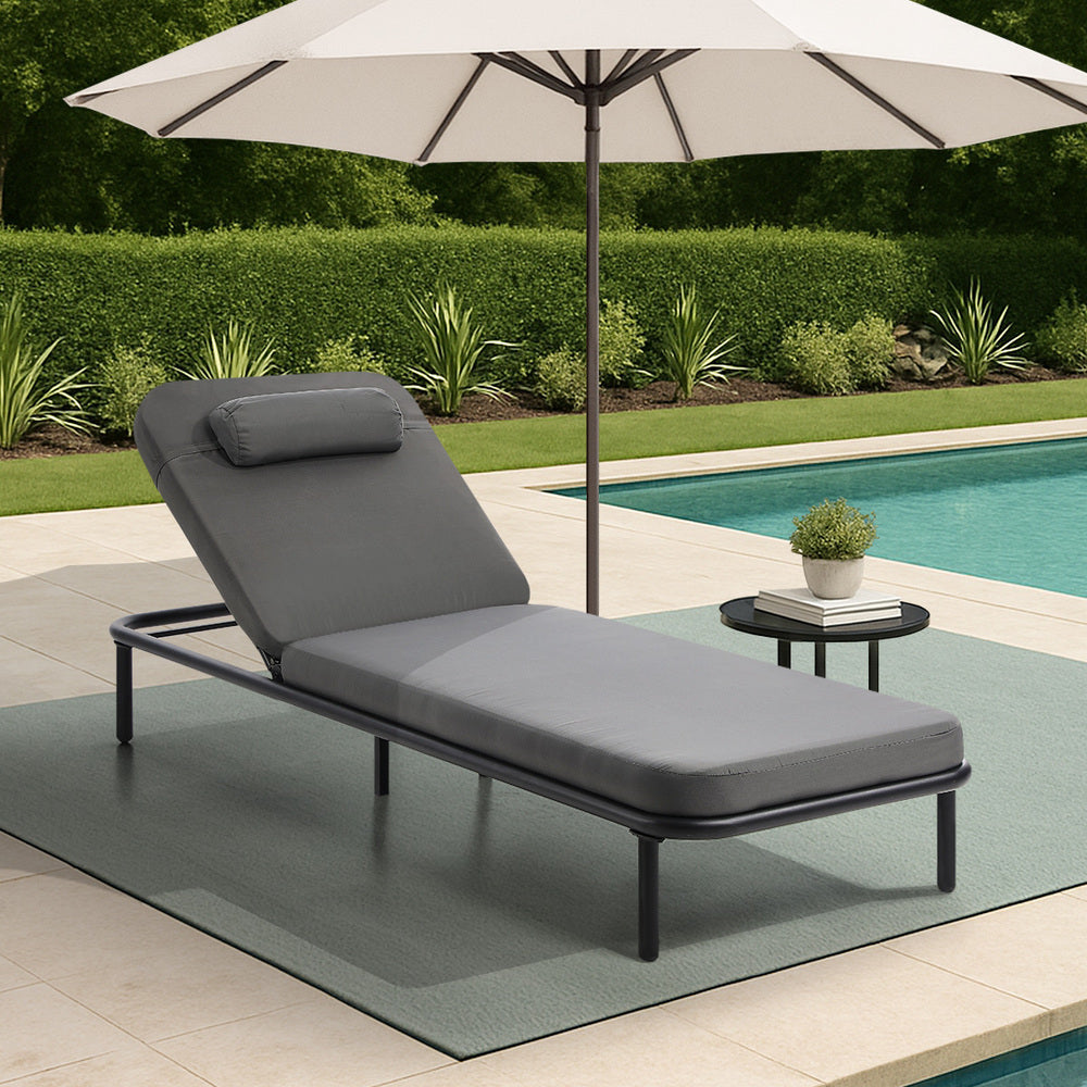 Livsip Sun Lounge Outdoor Patio Furniture Setting Grey-Sun Lounge-PEROZ Accessories