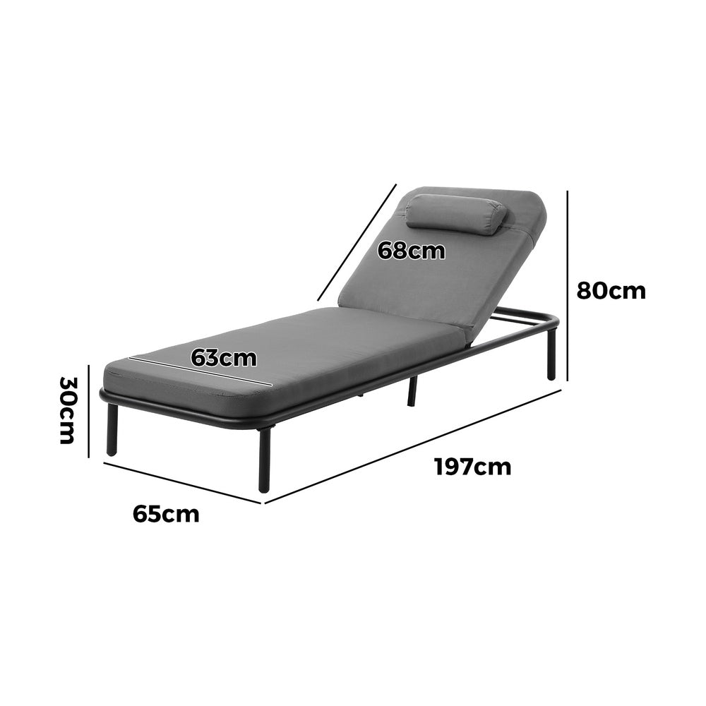 Livsip Sun Lounge Outdoor Patio Furniture Setting Grey-Sun Lounge-PEROZ Accessories