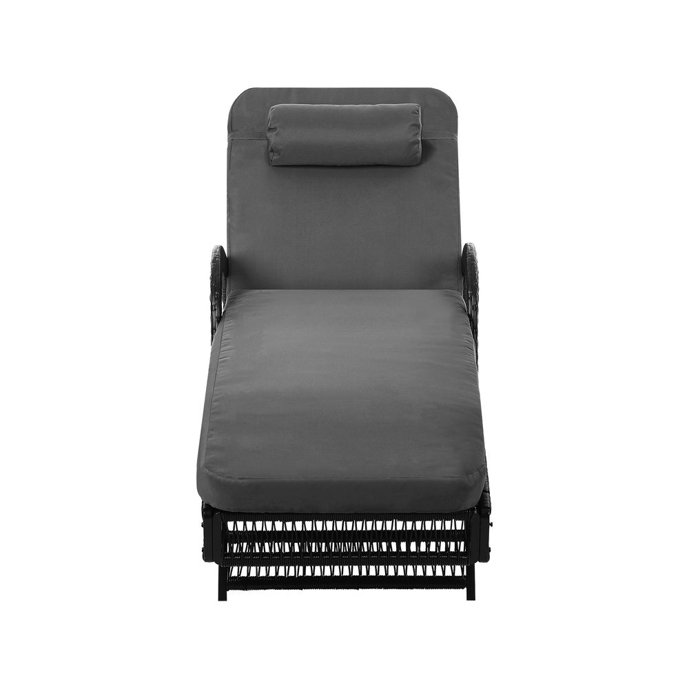Livsip Sun Lounge Wicker Bed Outdoor Patio Furniture Grey-Sun Lounge-PEROZ Accessories