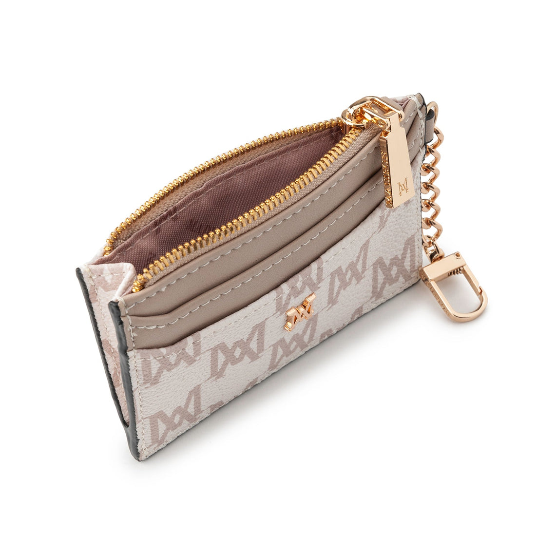 Hannah Zip Card Case With Chain Clip-Wallets-PEROZ Accessories