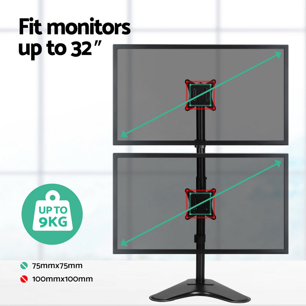 Artiss Monitor Arm Stand Dual Mount HD LED TV Bracket Holder Freestanding-Electronics &gt; Computer Accessories-PEROZ Accessories