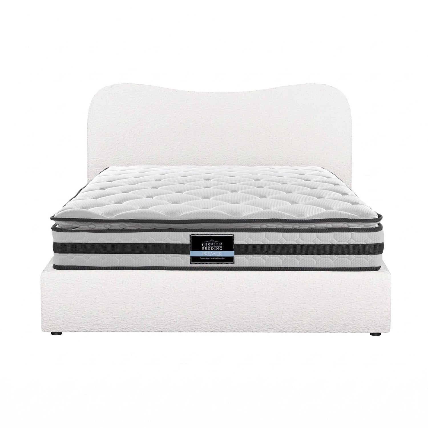 Giselle 21cm Bonnell Pillow Top Mattress Artiss Double Boucle Bed Frame Set