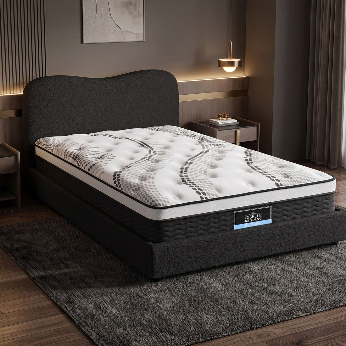 Giselle 32cm Euro Top King Single Mattress 5-Zone and Artiss Boucle Bed Frame Set-Furniture > Mattresses > King Single Mattress-PEROZ Accessories
