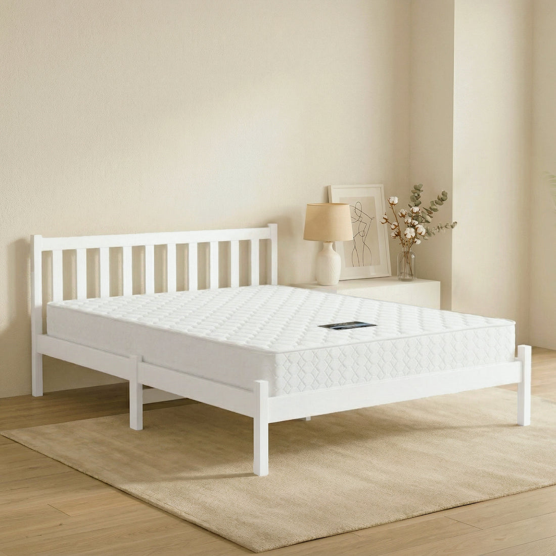 Giselle Double Mattress with Artiss Wooden Bed Frame Natural Pine Timber Base-Furniture > Mattresses > Double Mattress-PEROZ Accessories