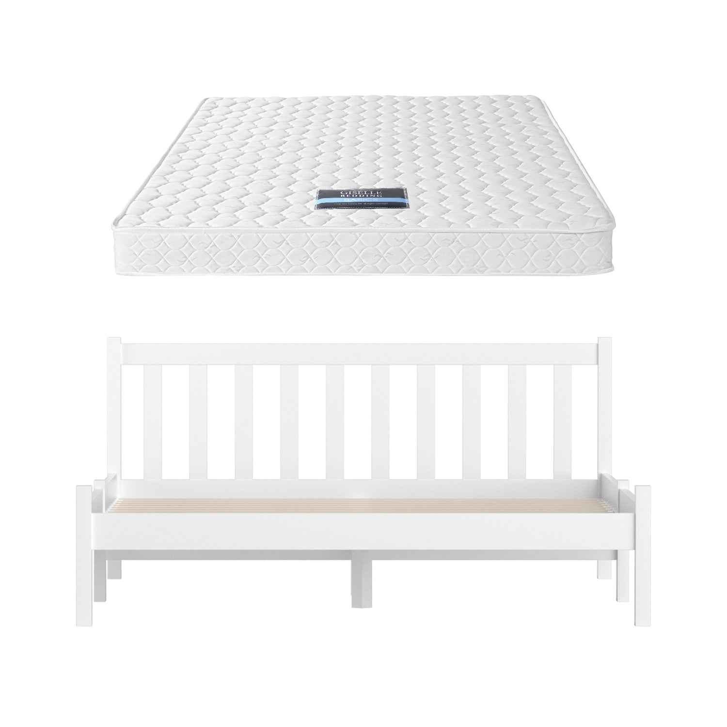 Giselle Double Mattress with Artiss Wooden Bed Frame Natural Pine Timber Base-Furniture > Mattresses > Double Mattress-PEROZ Accessories