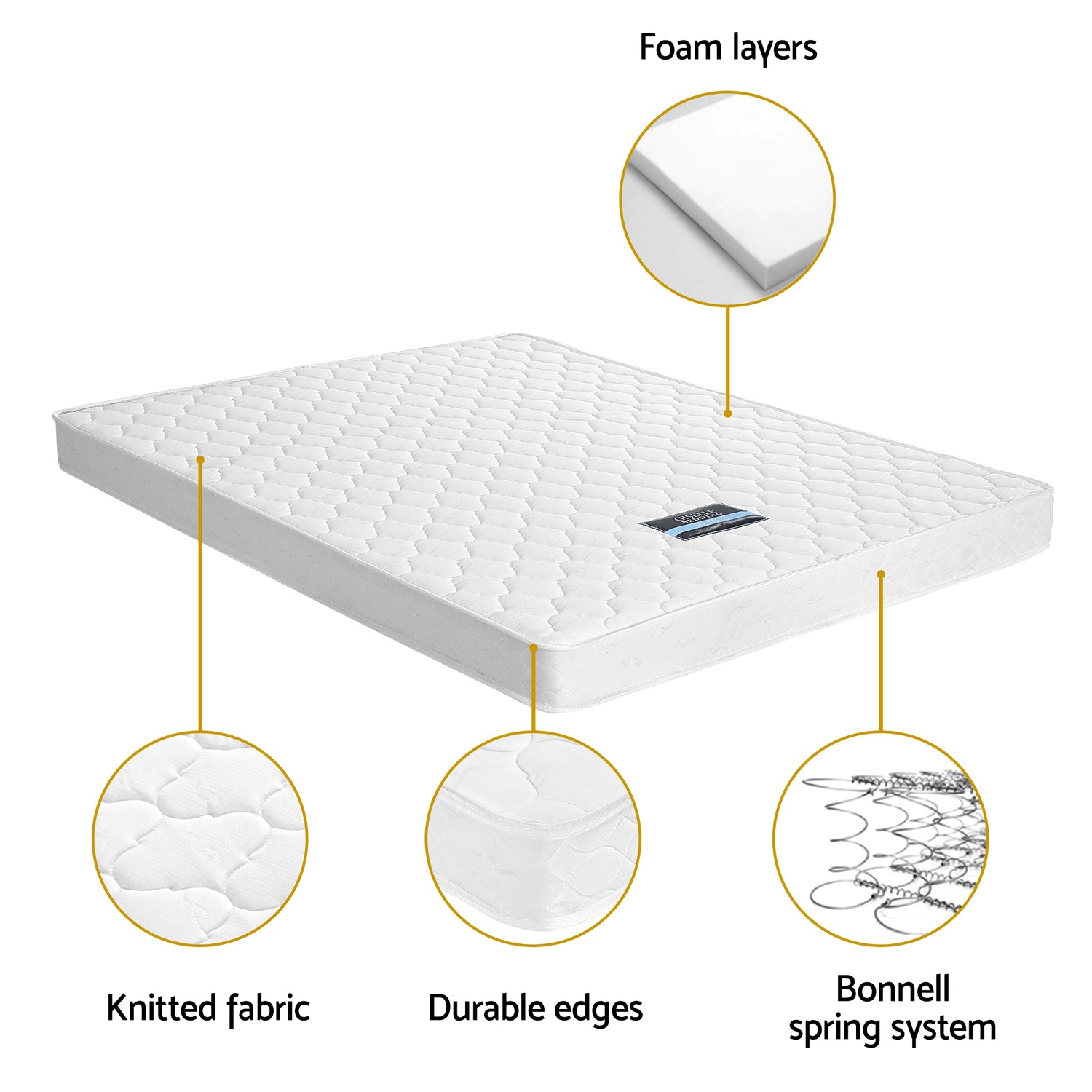 Giselle Double Mattress with Artiss Wooden Bed Frame Natural Pine Timber Base-Furniture > Mattresses > Double Mattress-PEROZ Accessories