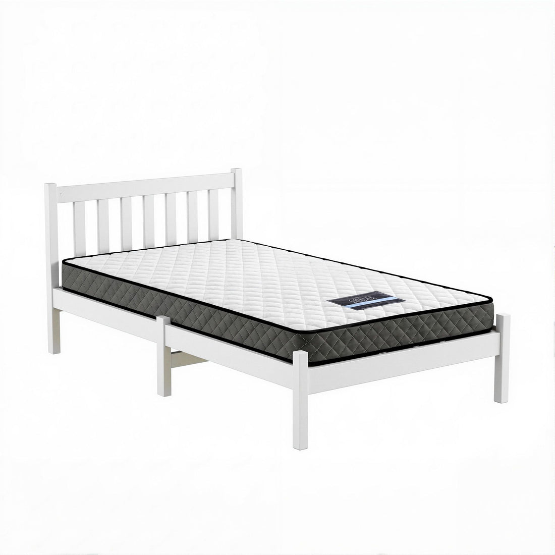 Giselle Single Mattress and Artiss Bed Frame Set White Solid Pine with 16cm Mattress-Furniture > Mattresses > Single Mattress-PEROZ Accessories