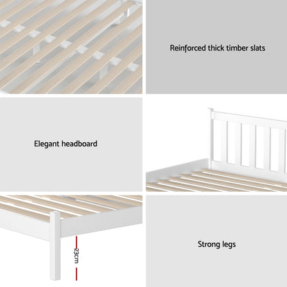 Giselle Single Mattress and Artiss Bed Frame Set White Solid Pine with 16cm Mattress-Furniture > Mattresses > Single Mattress-PEROZ Accessories