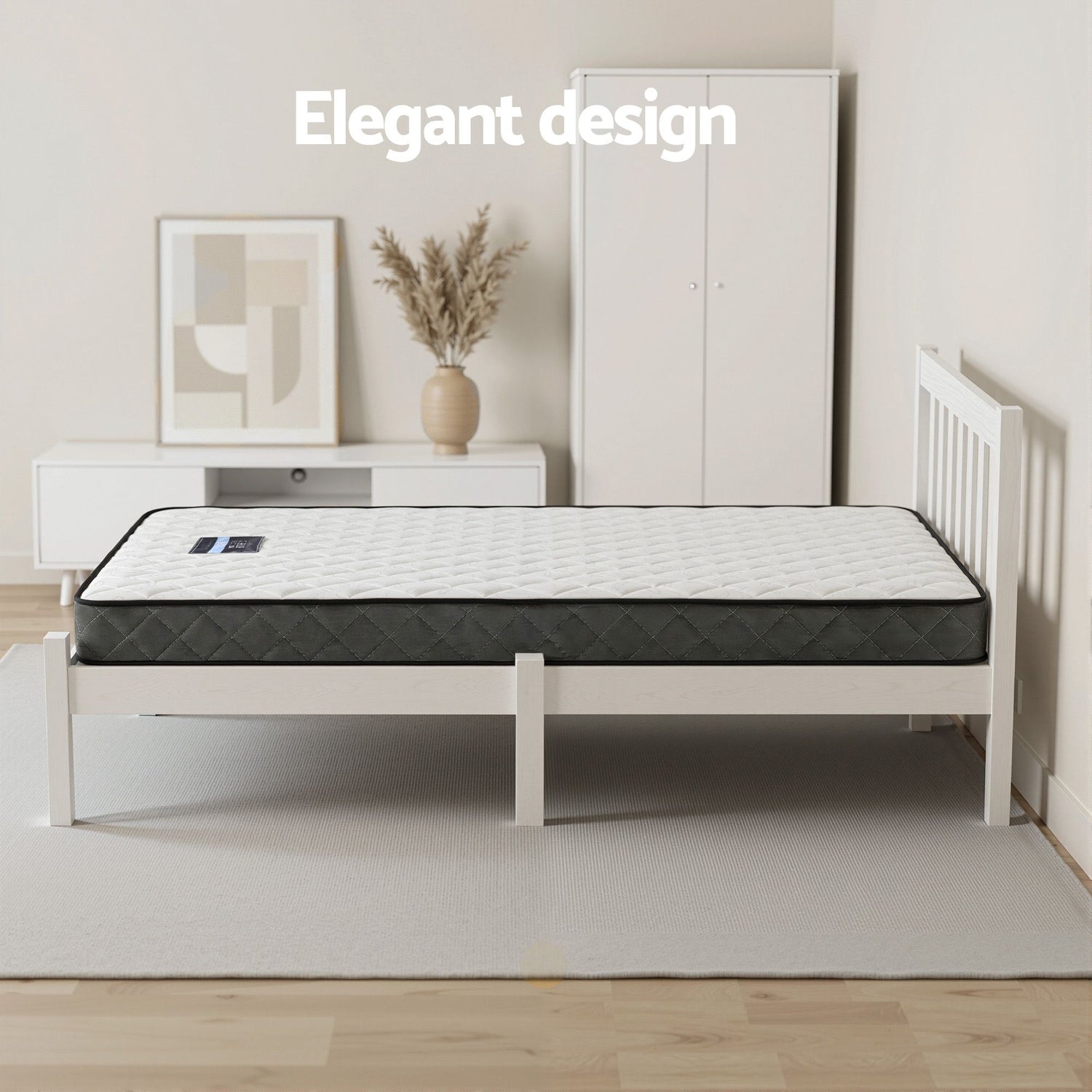 Giselle Single Mattress and Artiss Bed Frame Set White Solid Pine with 16cm Mattress-Furniture > Mattresses > Single Mattress-PEROZ Accessories