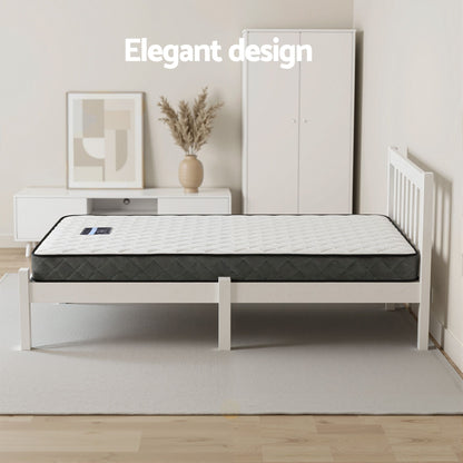 Giselle Single Mattress and Artiss Bed Frame Set White Solid Pine with 16cm Mattress-Furniture > Mattresses > Single Mattress-PEROZ Accessories