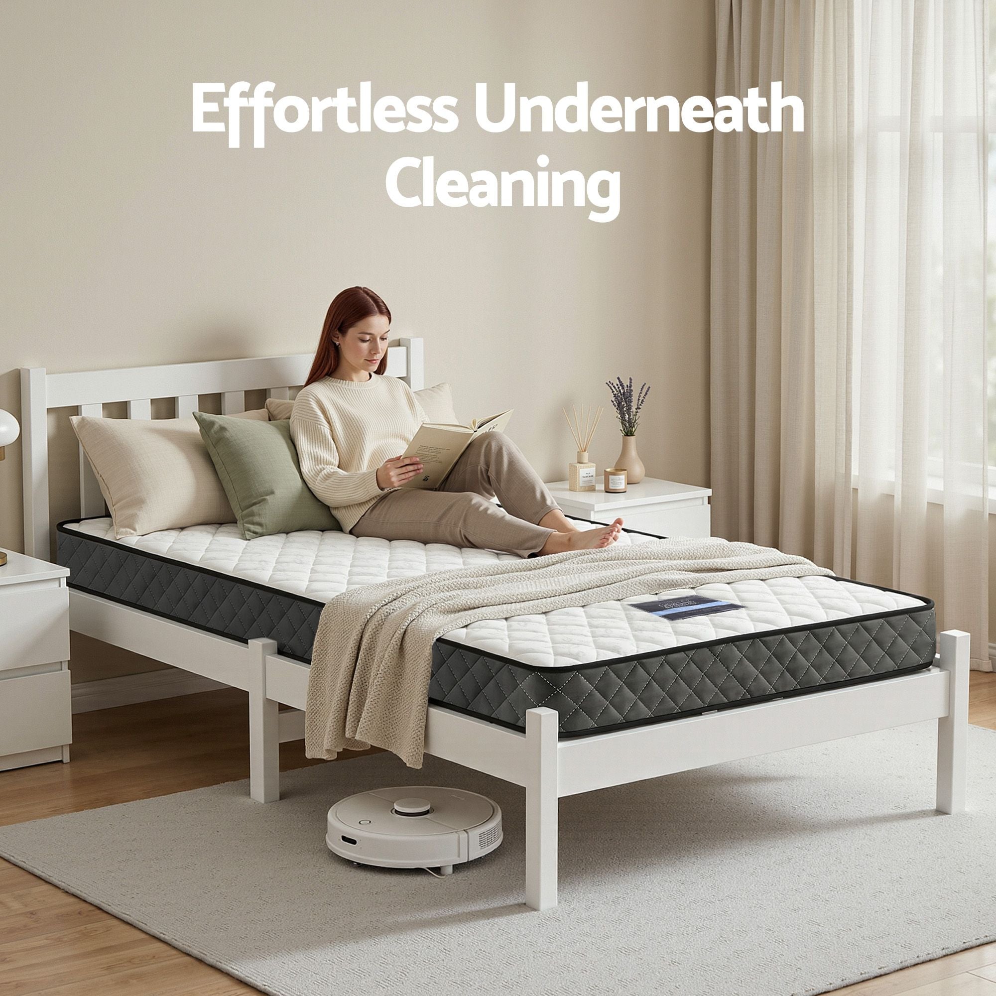 Giselle Single Mattress and Artiss Bed Frame Set White Solid Pine with 16cm Mattress-Furniture > Mattresses > Single Mattress-PEROZ Accessories