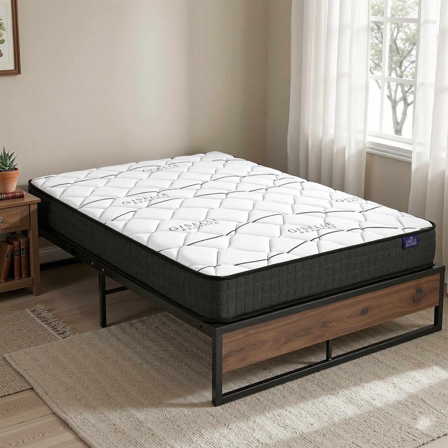 Giselle Double Mattress 16cm and Artiss Metal Bed Frame Set for Guest Rooms Studios-Furniture > Mattresses > Double Mattress-PEROZ Accessories