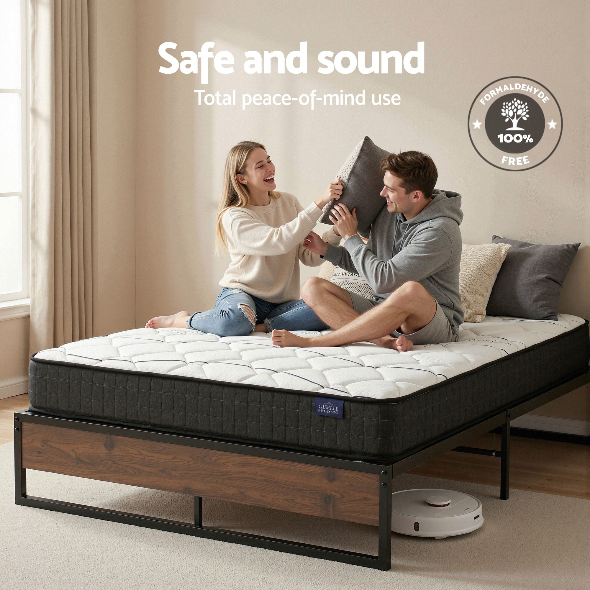 Giselle Double Mattress 16cm and Artiss Metal Bed Frame Set for Guest Rooms Studios-Furniture > Mattresses > Double Mattress-PEROZ Accessories