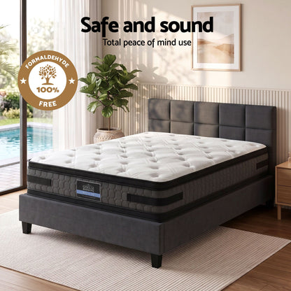 Giselle Mattress &amp; Artiss Queen Bed Frame Bundle, 36cm Double Sided Euro Top Mattress