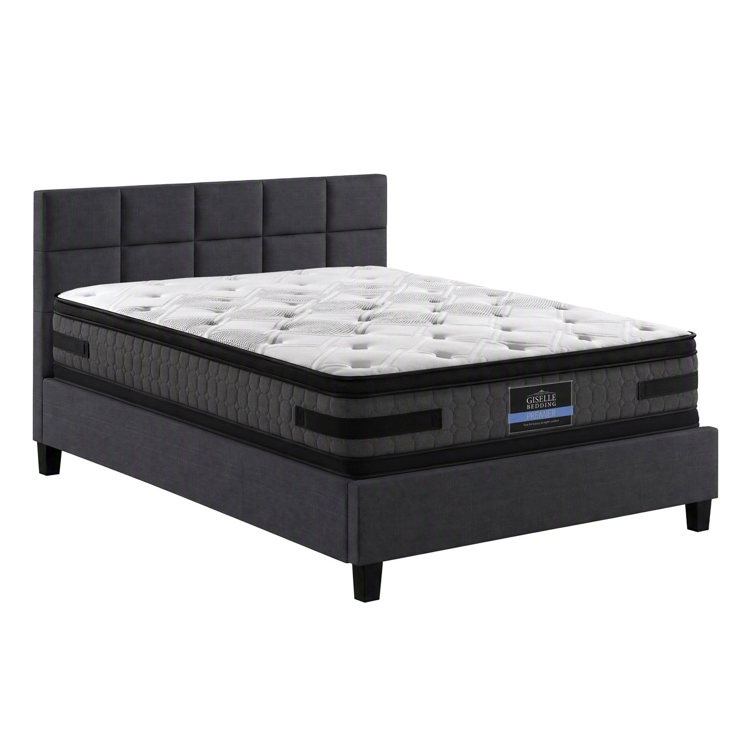 Giselle Mattress &amp; Artiss Queen Bed Frame Bundle, 36cm Double Sided Euro Top Mattress