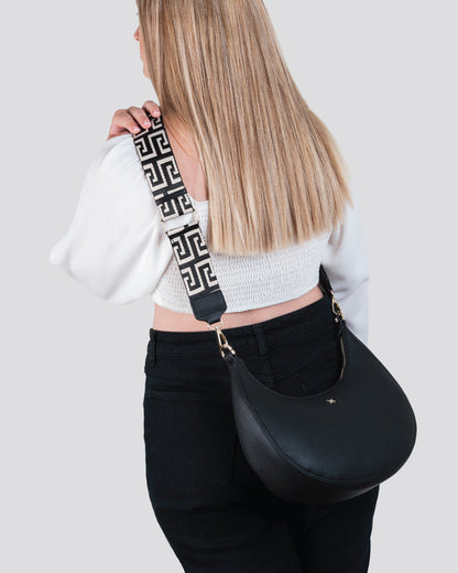 Pia Crescent Shoulder Bag With Crossbody Strap + Graphic Bag Strap-PEROZ Accessories