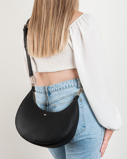 Pia Crescent Shoulder Bag With Crossbody Strap + Plait Strap-PEROZ Accessories