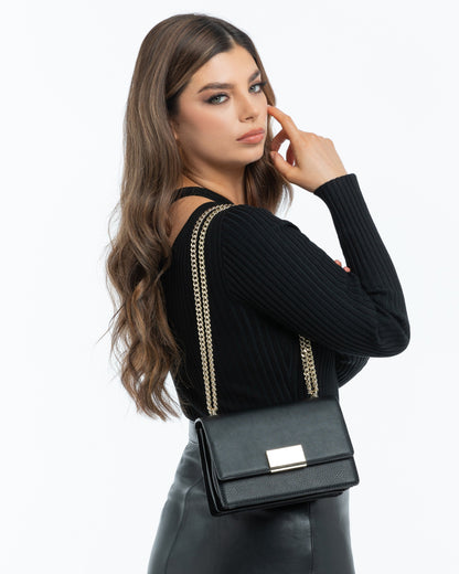 Diana Fold Over Chain Strap Shoulder Bag-PEROZ Accessories
