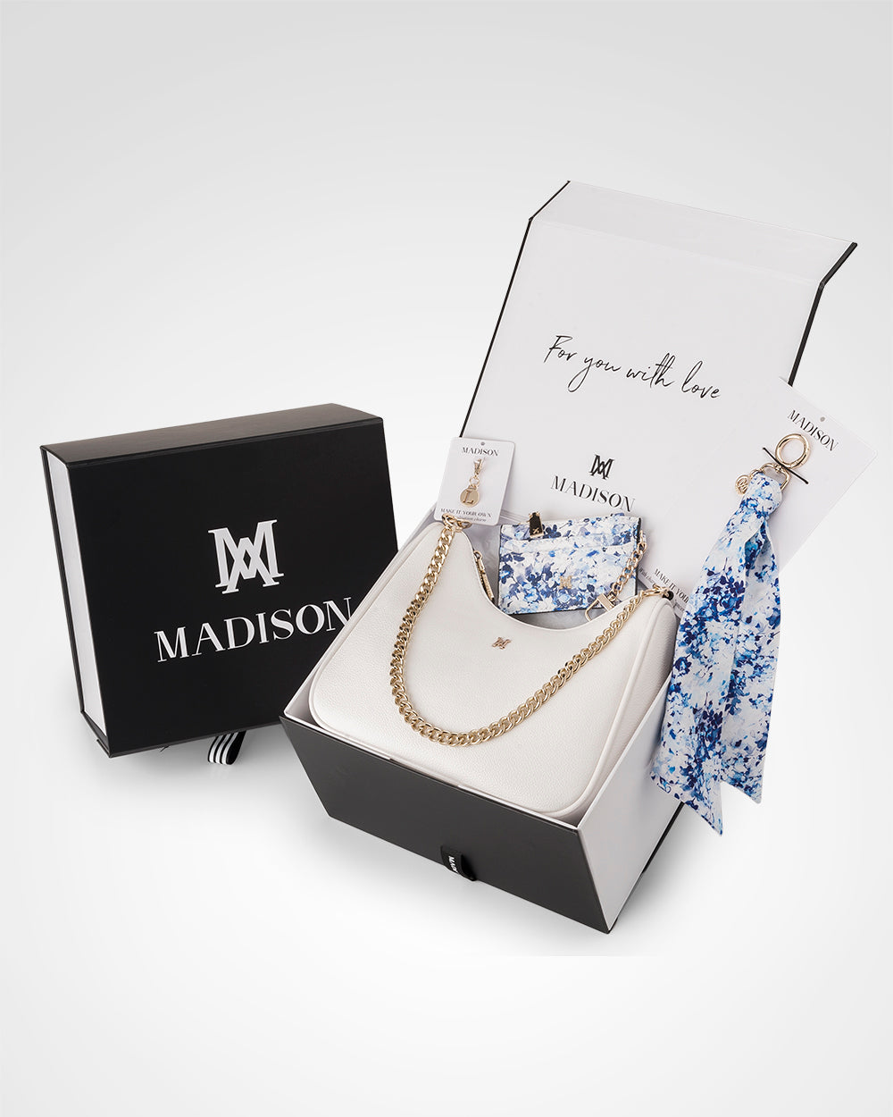 Olivia 4 Piece Giftbox - Handbag, Scarf, Cardholder &amp; Personalisation Charm-PEROZ Accessories