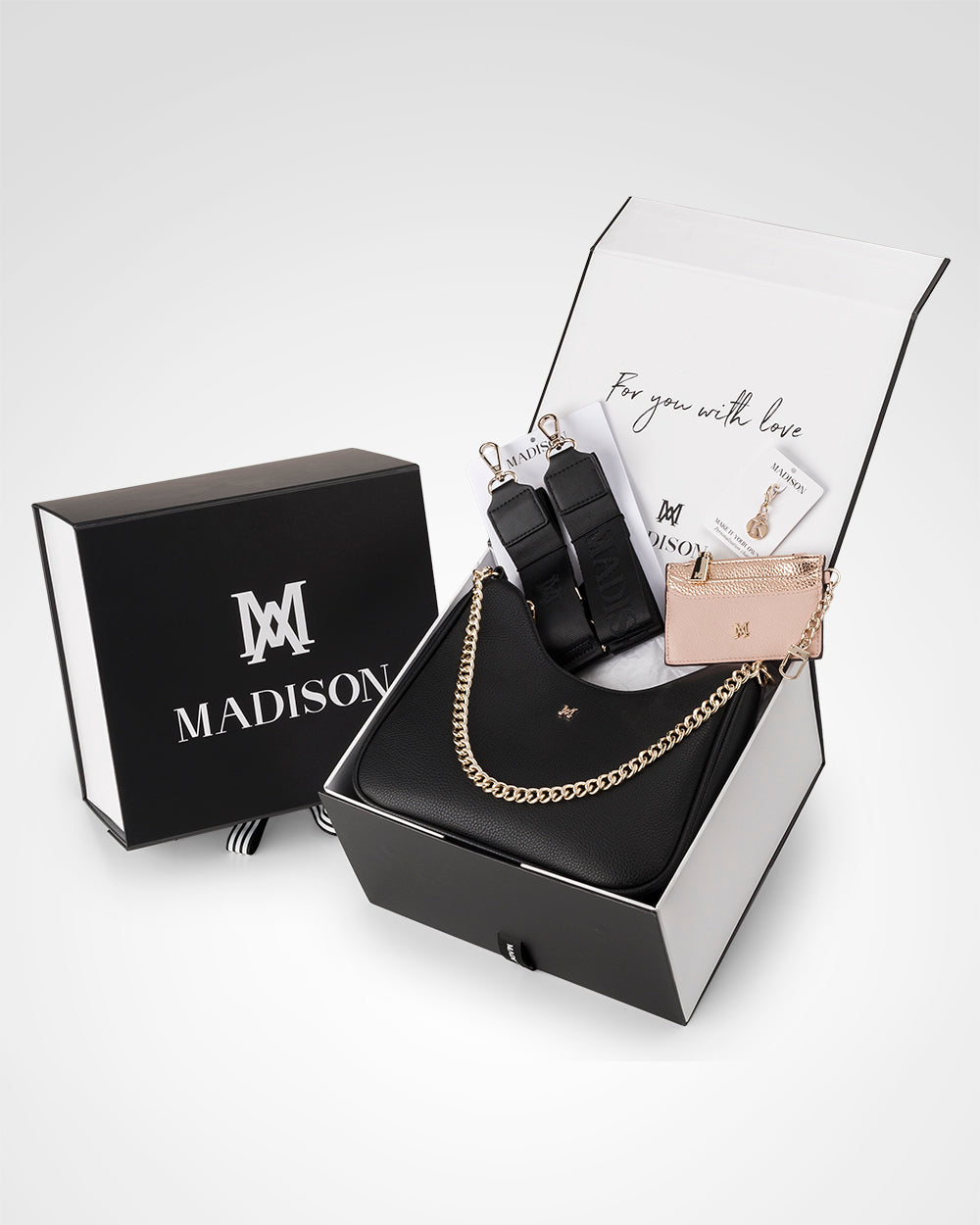 Olivia 4 Piece Giftbox - Handbag, Bag Strap, Cardholder &amp; Personalisation Charm-PEROZ Accessories
