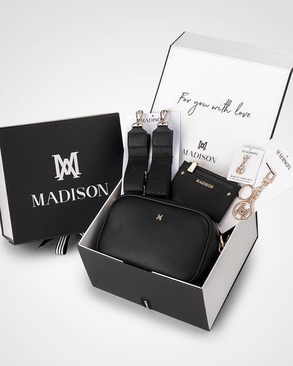 Monica Monogram 5 Piece Giftbox - Handbag, Bag Strap, Cardholder, Keychain &amp; Personalisation Charm-Camera Bags-PEROZ Accessories