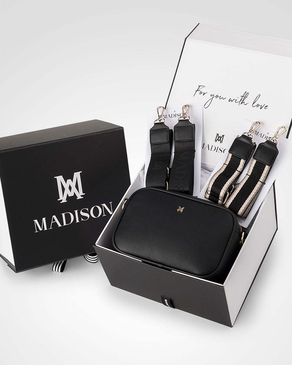 Monica Stripe &quot;Wear It 3 Ways&quot; Handbag &amp; Bag Straps Giftbox-PEROZ Accessories