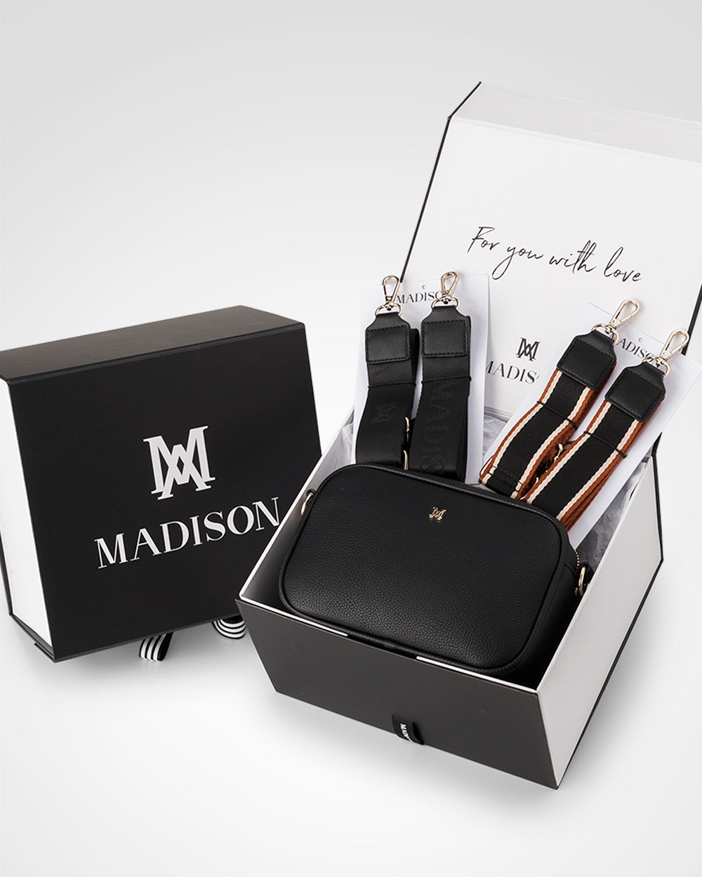 Monica Stripe &quot;Wear It 3 Ways&quot; Handbag &amp; Bag Straps Giftbox-Handbags-PEROZ Accessories