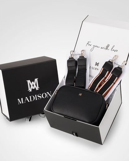 Monica Stripe &quot;Wear It 3 Ways&quot; Handbag &amp; Bag Straps Giftbox-Handbags-PEROZ Accessories