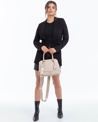 Grace Medium Dome Satchel Bag + Monogram Bag Strap-Satchel Bags-PEROZ Accessories