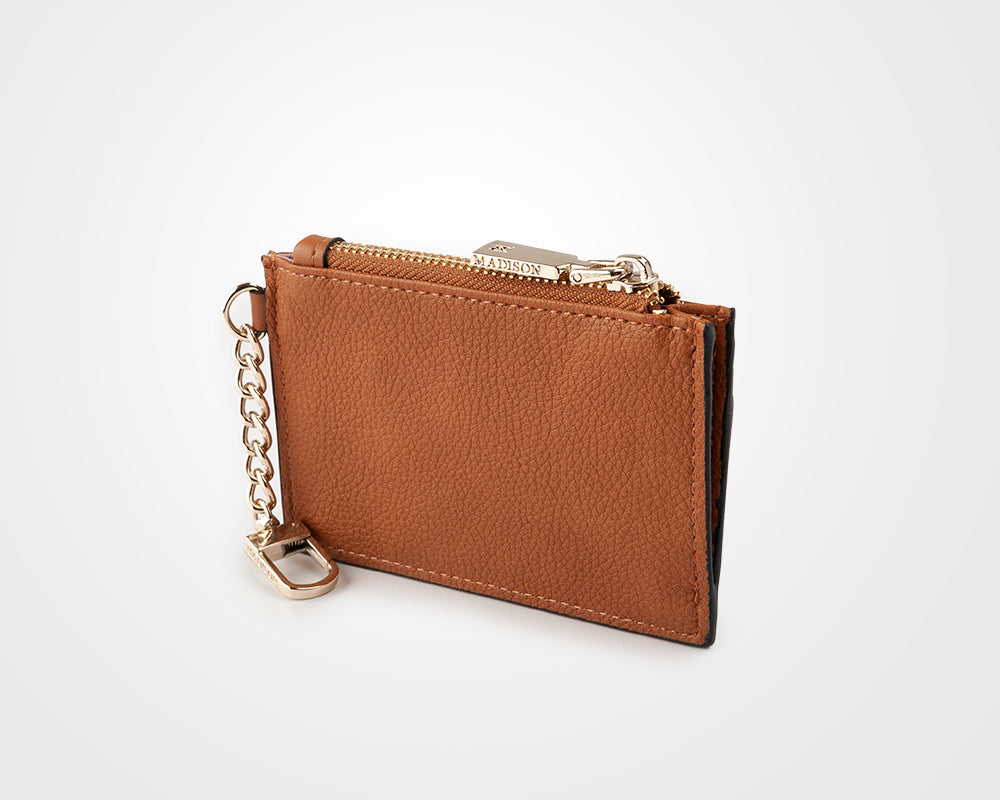Hannah Zip Card Case With Chain Clip-Wallets-PEROZ Accessories