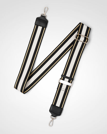 Pia Cresent Shoulder Bag With Crossbody Strap + Metallic Stripe Strap-Handbags-PEROZ Accessories