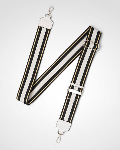 Vivian Medium Zip Top Tote With Metallic Stripe Strap-Handbags-PEROZ Accessories