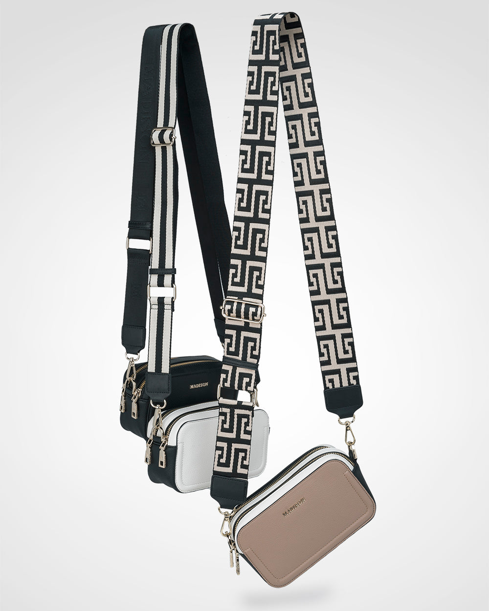 Maddie Double Zip Camera Crossbody Bag + Graphic Bag Strap-PEROZ Accessories