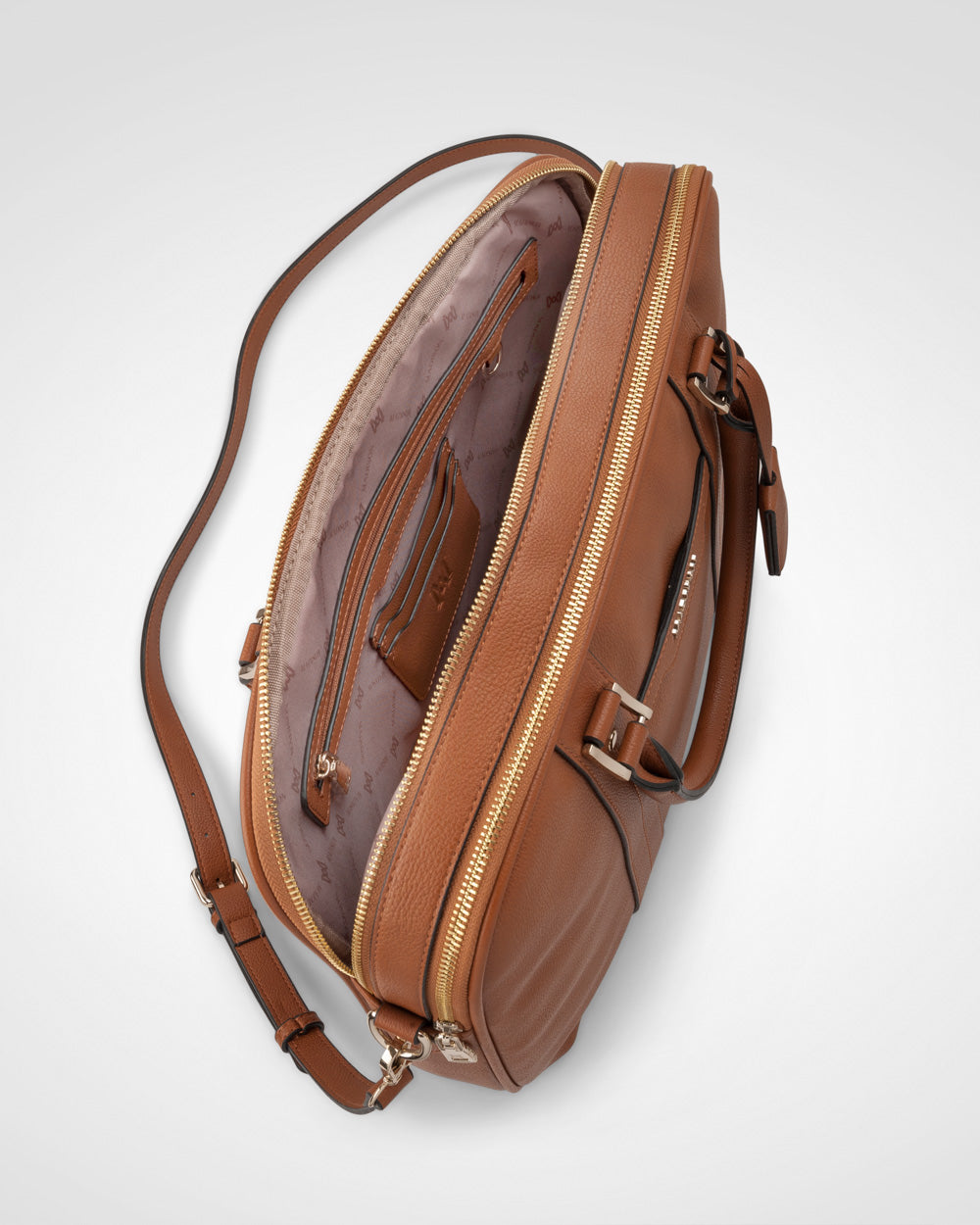 Trudi Double Zip Top Laptop Bag With Crossbody Strap-Laptop Bags-PEROZ Accessories
