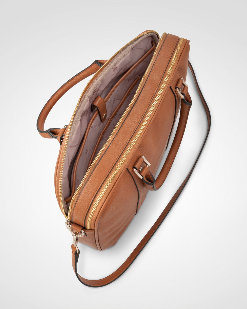 Trudi Double Zip Top Laptop Bag With Crossbody Strap-Laptop Bags-PEROZ Accessories
