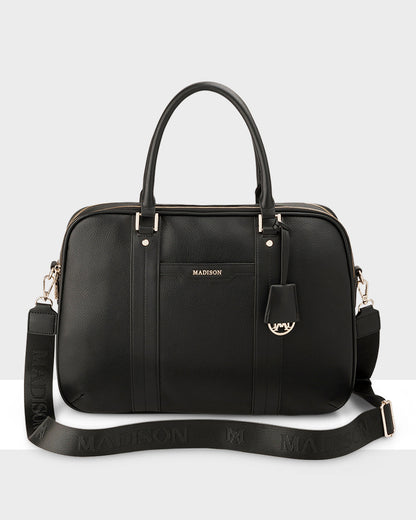 Trudi Double Zip Top Laptop Work Bag + Monogram Strap-Handbags-PEROZ Accessories