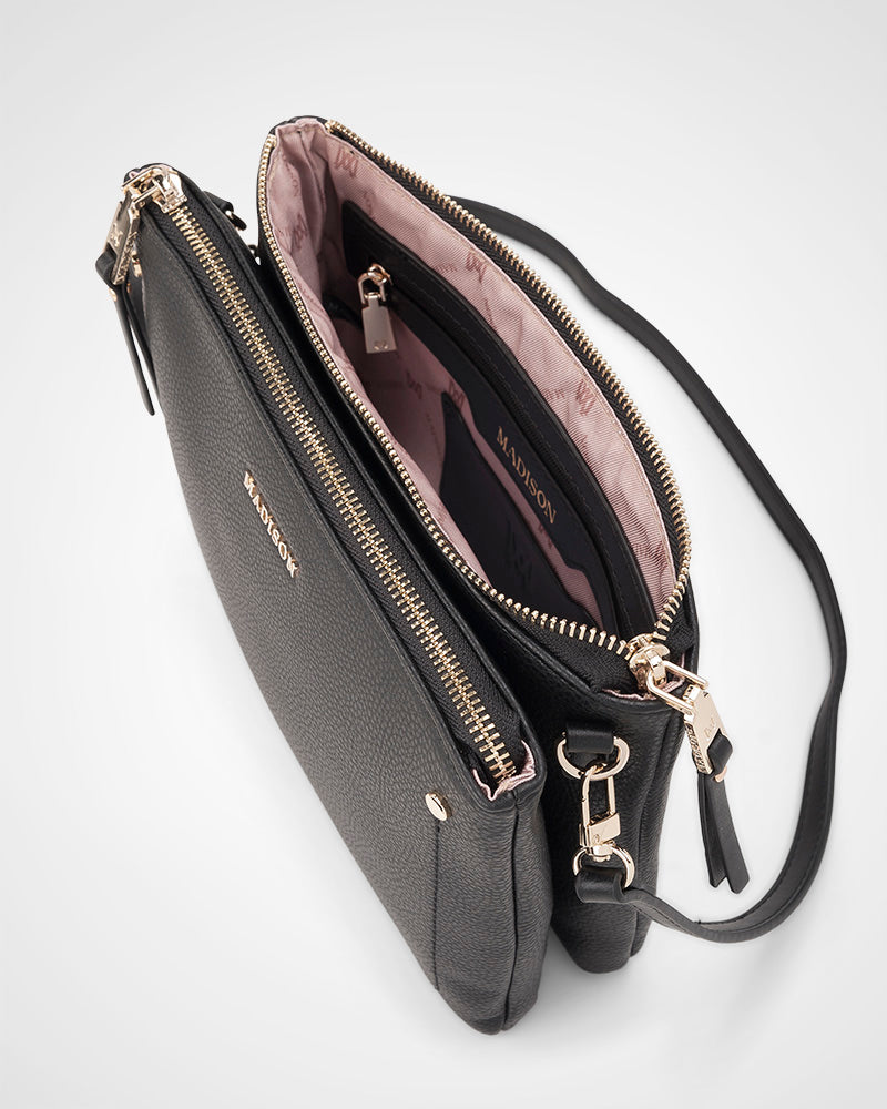 Charlotte Double Zip Crossbody Bag + Zebra Bag Strap-PEROZ Accessories