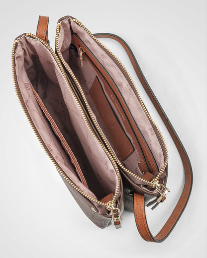Charlotte Double Zip Crossbody Bag-PEROZ Accessories
