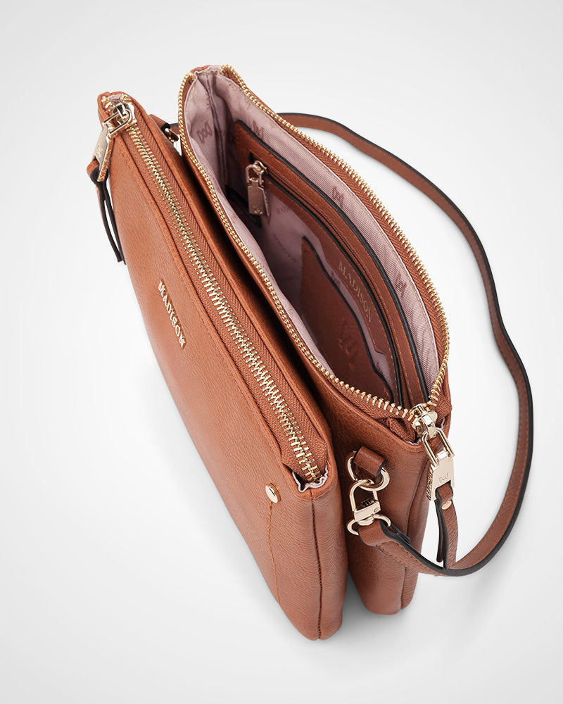 Charlotte Double Zip Crossbody Bag + Graphic Bag Strap-PEROZ Accessories