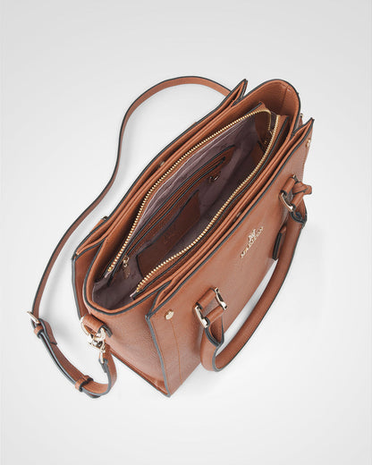 Angie Medium 3 Compartment Satchel Bag + Graphic Bag Strap-Handbags-PEROZ Accessories