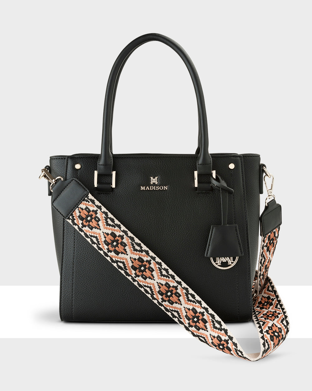 Angie Medium 3 Compartment Satchel Bag + Aztec Bag Strap-Handbags-PEROZ Accessories