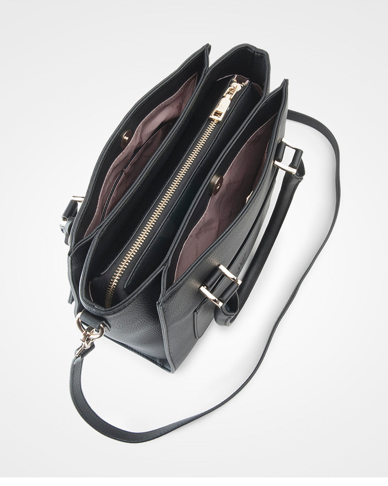 Angie Medium 3 Compartment Satchel Bag + Monogram Bag Strap-PEROZ Accessories