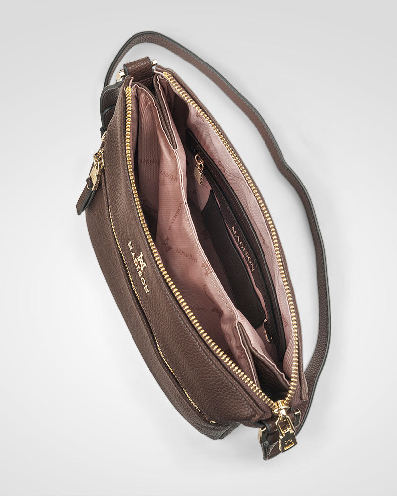 Renee Zip Top 2 Compartment Crossbody Bag-PEROZ Accessories