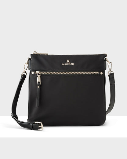 Renee Nylon Zip Top 2 Compartment Crossbody Bag-Handbags-PEROZ Accessories