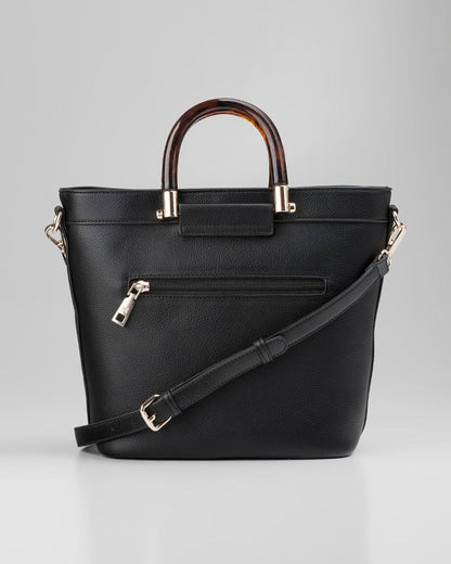 Lucinda Weave Bucket Crossbody Bag With Tortoise-Shell-Resin Handle-PEROZ Accessories