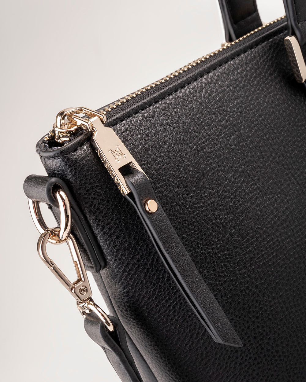 Inga Large Zip Top Tote Bag With Laptop Pocket + Monogram Bag Strap-Handbags-PEROZ Accessories