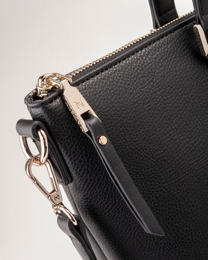 Inga Large Zip Top Tote Bag With Laptop Pocket + Monogram Bag Strap-Handbags-PEROZ Accessories