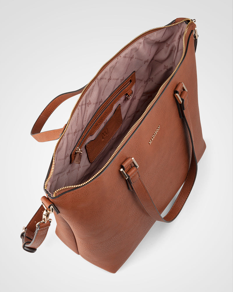 Inga Large Zip Top Tote Bag + Monogram Bag Strap-PEROZ Accessories