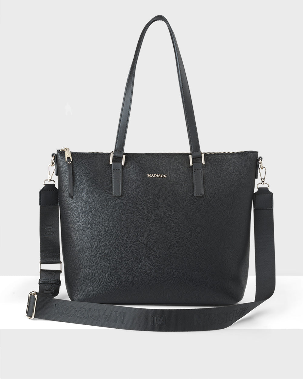 Inga Large Zip Top Tote Bag With Laptop Pocket + Monogram Bag Strap-Handbags-PEROZ Accessories