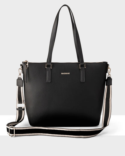 Inga Large Zip Top Tote Bag + Stripe Bag Strap-PEROZ Accessories